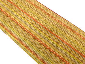 縞に抽象模様織り出し　全通袋帯